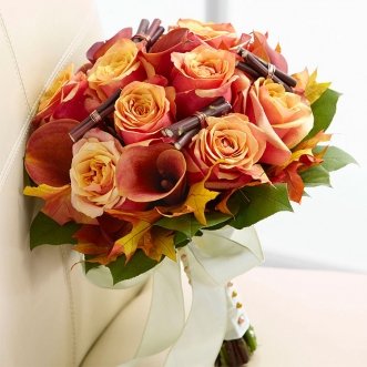 Букет невесты из калл и роз «Осеннее счастье»