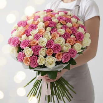 101 разноцветная роза 40 см 101 разноцветная роза 40 см