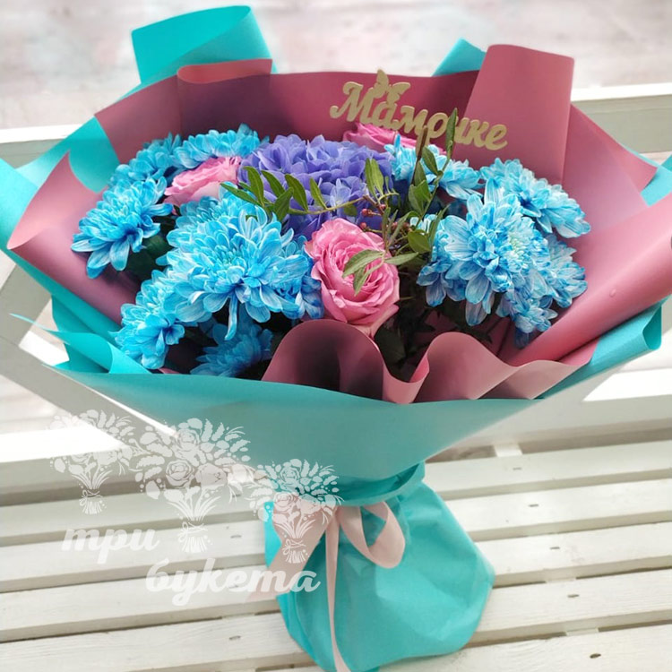 Гортензия и хризантемы для мамы